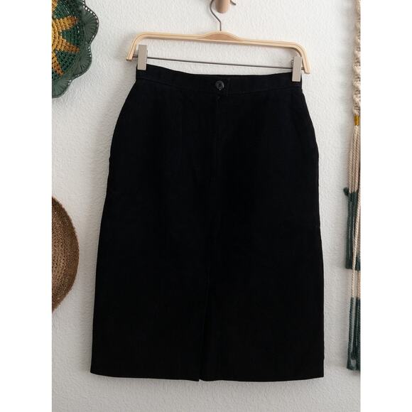 Wilsons Black Suede Leather Pencil Skirt Size 10 Vintage - Picture 5 of 8